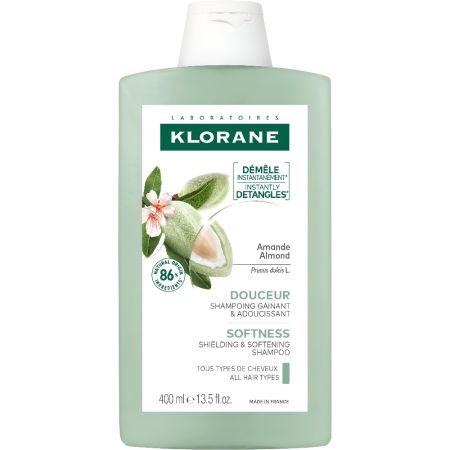 Klorane Almendra Champú Envolvente Champú fortalecedor refuerza las puntas y protege la fibra capilar facilitando el peinado para todo tipo de cabellos 400 ml