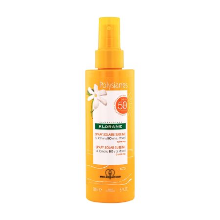 Klorane Polysianes Spray Solar Sublime Spf 50 Protector solar corporal resistente al agua y no graso refresca e hidrata 200 ml