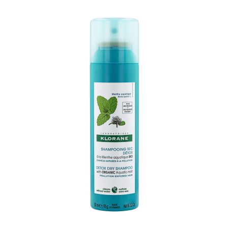 Klorane Detox Dry Shampoo With Organic Aquatic Mint Champú en seco mantiene el equilibrio del cabello y aporta frescor y brillo 150 ml