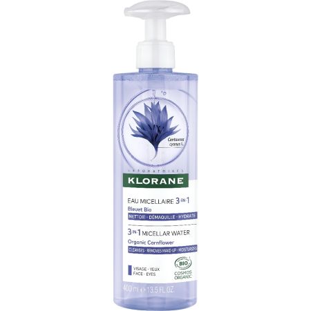 Klorane Aciano Agua Micelar 3en1 Agua micelar para rostro y ojos elimina fácilmente impurezas ofreciendo una sensación de frescor 400 ml