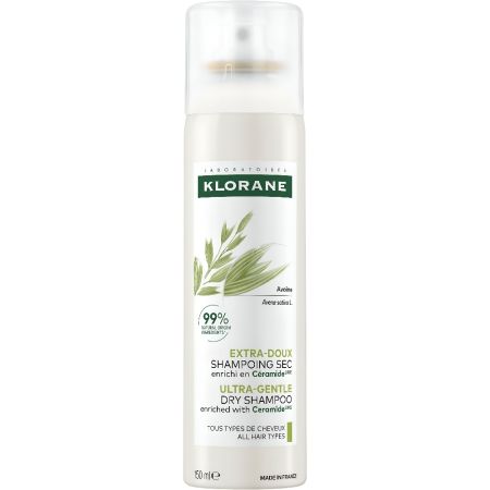 Klorane Avena Ultra-Suave Champú En Seco Champú en seco absorbe exceso de grasa transpiración y malos olores para un cabello revitalizado hasta 12 horas 150 ml