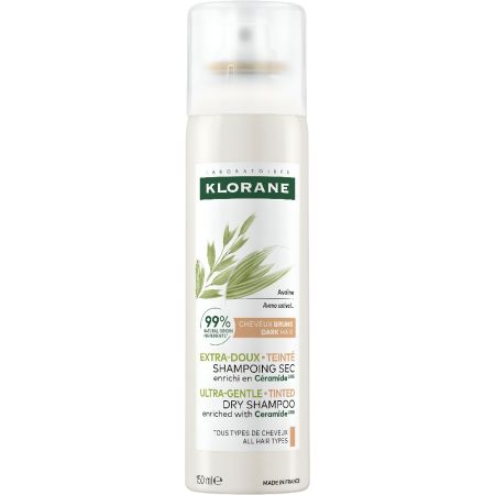 Klorane Dry Shampoo With Oat Milk Champú en seco limpia aporta volumen y frescura acabado invisible para cabello oscuro 200 ml