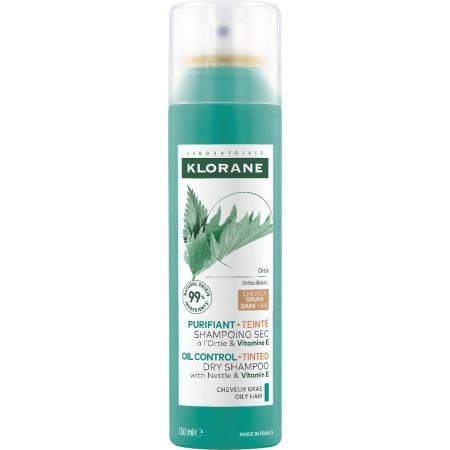 Klorane Dry Shampooing Sec Séboréducteur Á L'Ortie Cheveux Bruns Champú en seco con color absorbe el exceso de sebo purifica y refresca para cabello graso 150 ml