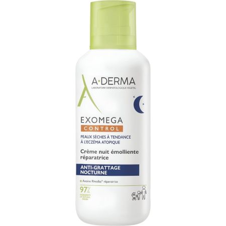 A-Derma Exomega Control Crème Nuit Émolliente Réparatrice Crema emoliente de noche calma y repara las pieles secas y atópicas 400 ml