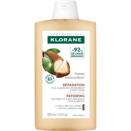 Klorane Capuaçu Bio Reparador Champú Champú elimina con suavidad las impurezas reparando la fibra capilar para cabello muy seco ondulado rizado o encrespado 400 ml