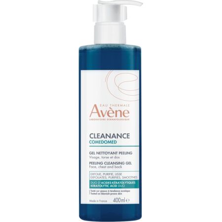 Avène Cleanance Comedomed Gel Nettoyant Peeling Gel limpiador exfoliante purifica reduciendo exceso de sebo y limitanado la formación de puntos negros 400 ml