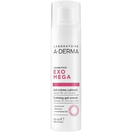 A-Derma Exomega Face Gel-Crème Calmant Gel crema facial de textura ligera calma de forma inmediata y duradera hasta 72 horas ofreciendo frescura inmediata 40 ml