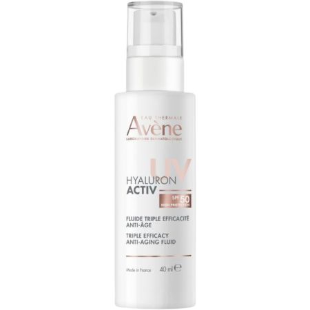 Avène Hyaluron Activ Fluide Triple Efficacité Anti-Âge Spf 50 Fluido facial de textura ultraligera ayuda a prevenir y combate el fotoenvejecimiento reduciendo manchas 40 ml