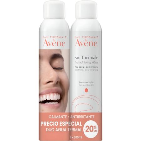 Avène Eau Thermale Thermal Spring Water Duplo Precio Especial Agua termal calmante elimina impurezas refuerza y reequilibra aportando suavidad y confort 2x300 ml