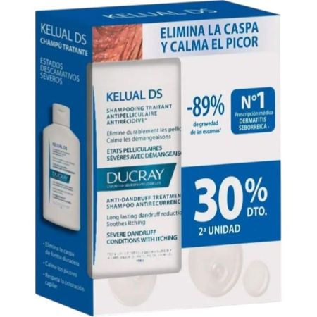 Ducray Kelual Ds Shampooing Traitant Antipelliculaire Estuche Champú elimina de manera duradera la caspa y alivia el cuero cabelludo 2x100 ml