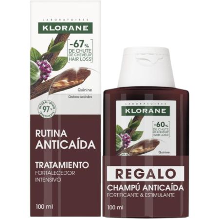 Klorane Rutina Anticaída Tratamiento+Anticaída Champú Gratis Pack regalo capilar anticaída y fortalecedor ayuda a reducir la caída relacionada con los efectos nocivos del estrés