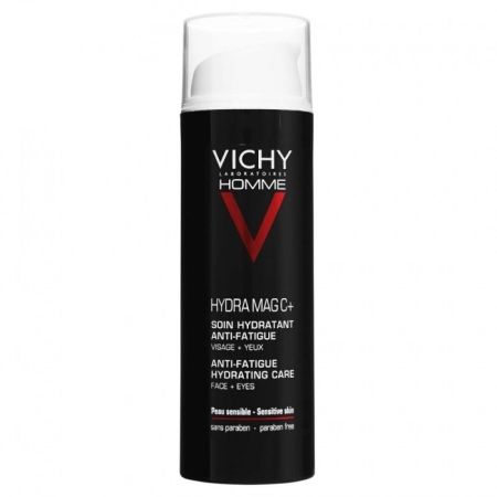 Vichy Homme Hydra Mag C+ Tratamiento hidratante antifatiga para rostro ojos bolsas y ojeras para hombre 50 ml