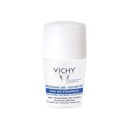 Vichy Déodorant 24h Toucher Sec Desodorante Roll-On Desodorante sin sales de aluminio 24 horas hipoalergénico 50 ml