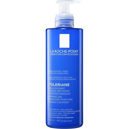 La Roche Posay Toleriane Foaming Gel Hydrating Purifying Double Cleanser Gel limpiador espumoso purifica hidrata y calma piel limpia fresca y confortable 400 ml