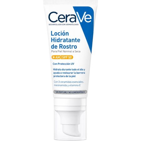 Cerave Loción Hidratante De Rostro Spf 50 Crema facial hidratante y reparadora de la barrera cutánea 50 ml