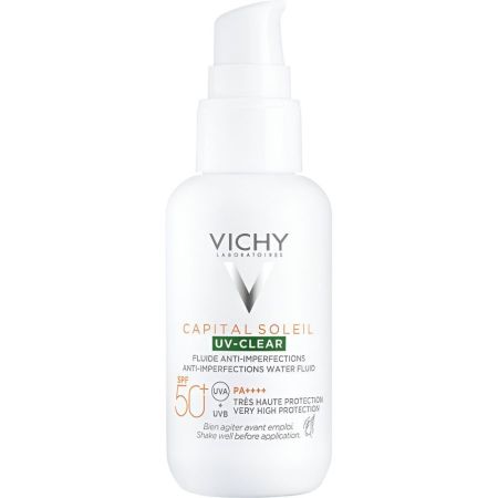 Vichy Capital Soleil Uv-Clear Spf 50 Protector solar diseñado antiimperfecciones combta exceso de sebo acabado mate 40 ml