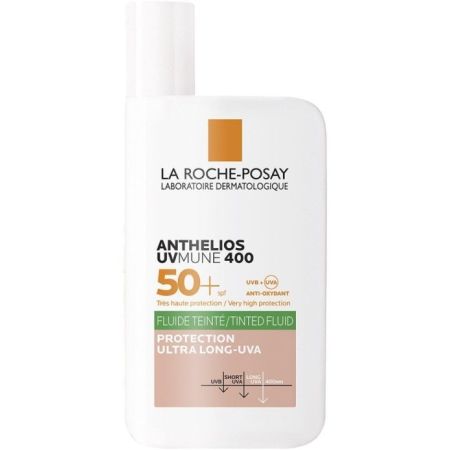 La Roche Posay Anthelios Uvmune 400 Fluide Teinte Spf 50+ Protector solar fluido con color invisible calamante y antioxidante 50 ml