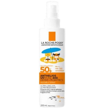 La Roche Posay Anthelios Uvmune400 Dermo-Pediatrics Spray Invisible Spf 50+ Protector solar facial y corporal infantil resistente al agua al sudor y a la arena 200 ml