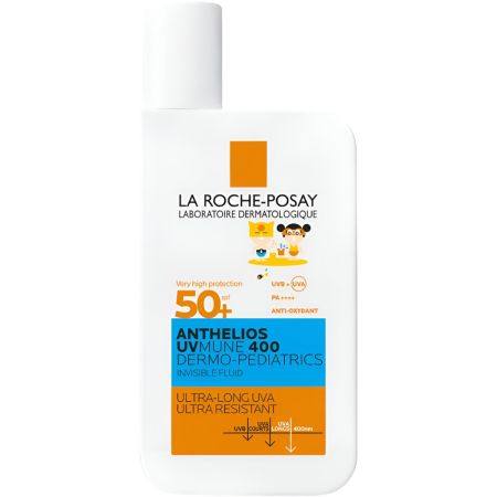 La Roche Posay Anthelios Uvmune400 Dermo-Pediatrics Invisible Fluid Spf 50+ Protector solar infantil facial y corporal resistente al agua al sudor y a la arena 50 ml