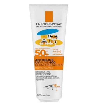 La Roche Posay Anthelios Uvmune 400 Dermo-Pediatrics Hydrating Milk Spf 50+ Protector solar facial y corporal infantil resistente al agua al sudor y a la arena 250 ml