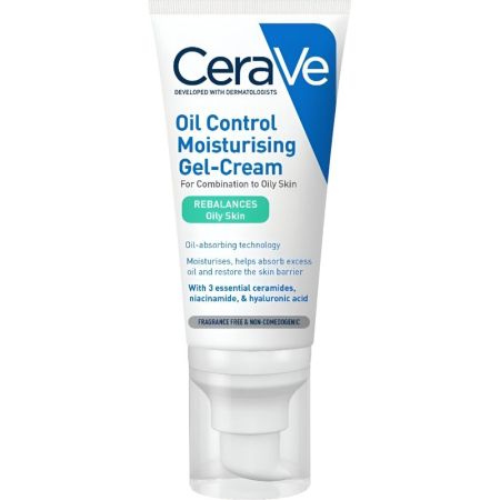 Cerave Oil Control Moisturising Gel-Cream Crema hidratante ligera absorbe el exceso de grasa ofreciendo acabado mate hasta 8 horas 52 ml