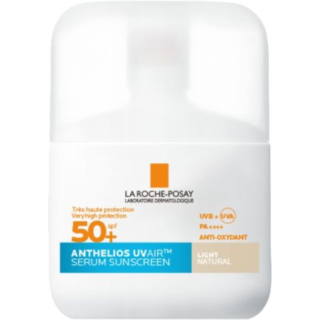 La Roche Posay Anthelios Uvair Serum Sunscreen Spf 50+ Sérum solar cubre imperfecciones e irregularidades ofrece acabado de maquillaje ligero y 24 horas de hidratación 50 ml