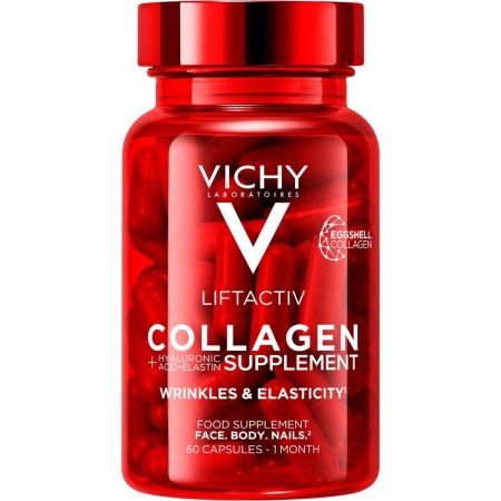 Vichy Liftactiv Collagen Wrinkles & Elasticity Suplement Complemento alimenticio combate arrugas mejora firmeza y fortalece las uñas con colágeno de origen natural 60 uds