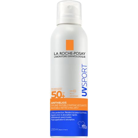 La Roche Posay Anthelios Uvsport Brume Insivible Rafraichissante Spf 50+ Bruma solar invisible facial y corporal resistente al agua a la arena y al sudor refresca la piel acalorada 200 ml