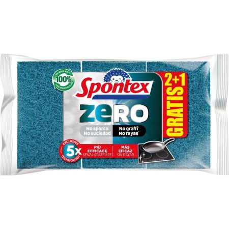 Spontex Estropajo Zero Suciedad Rayas Formato Especial Estropajo 5 veces más eficaz que uno tradicional 3 uds