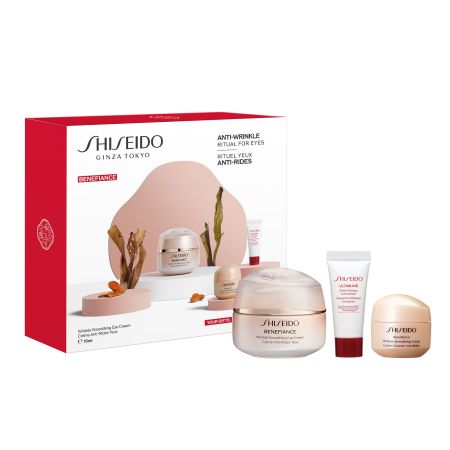 Shiseido Benefiance Wrinkle Smoothing Eye Cream Estuche Contorno de ojos antiedad hidrata y corrige para brillo de aspecto juvenil 48 horas 15 ml