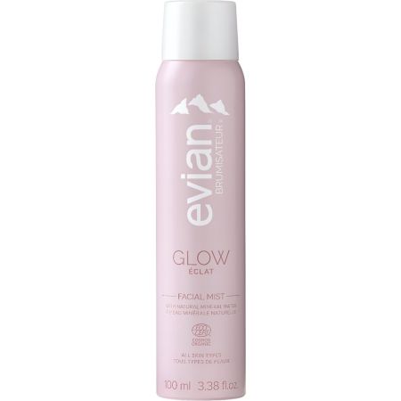 Evian Facial Mist Glow Éclat Bruma facial alivia y realza el rostro ofrecuendo una piel suave fresca y luminosa 100 ml