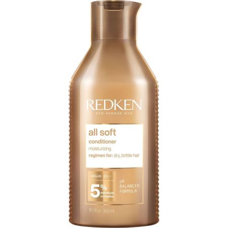 Redken All Soft Conditioner Acondicionador nutritivo trata desde la raíz hasta las puntas suavizando intensamente para cabello seco y frágil 300 ml