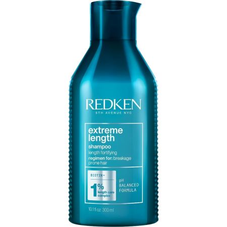 Redken Extreme Length Shampoo Champú reparador fortalece y reduce el riesgo de rotura con biotina para cabello quebradizo 300 ml