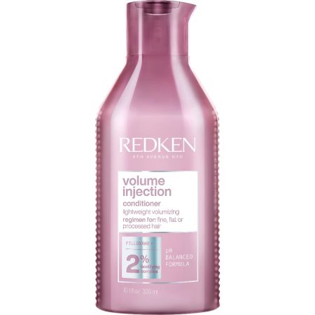 Redken Volume Injection Conditioner Acondicionador voluminizador limpia suavemente ofreciendo densidad y brillo al instante para cabello fino liso o tratado 300 ml