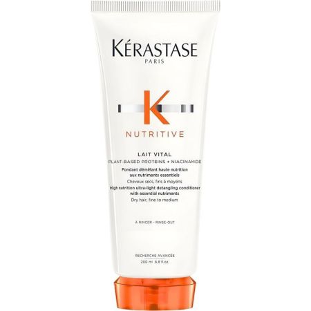 Kerastase Nutritive Lait Vital Acondicionador ultraligero hidratante y desenredante reduce puntas abiertas suavizando para cabello seco 200 ml