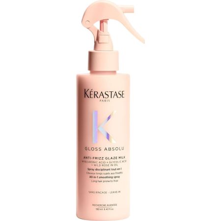 Kerastase Gloss Absolu Anti-Frizz Glaze Milk Spray Acondicionador hidratante de textura sedosa y ligera protege del calor para cabello largo con encrespamiento 190 ml