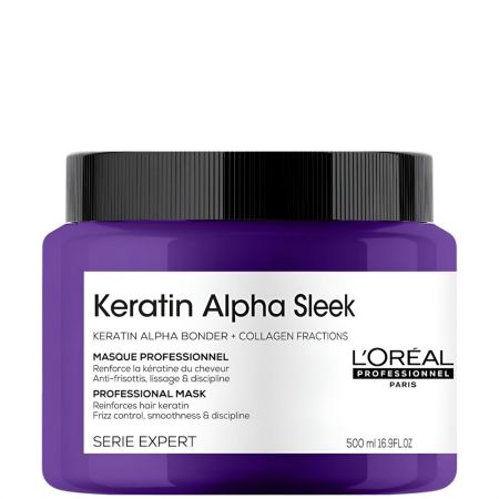 L'Oreal Professionnel Keratin Alpha Sleek Masque Professionnel Mascarilla capilar antiencrespamiento suaviza y refuerza la queratina del cabello ofreciendo brillo hasta 2 semanas
