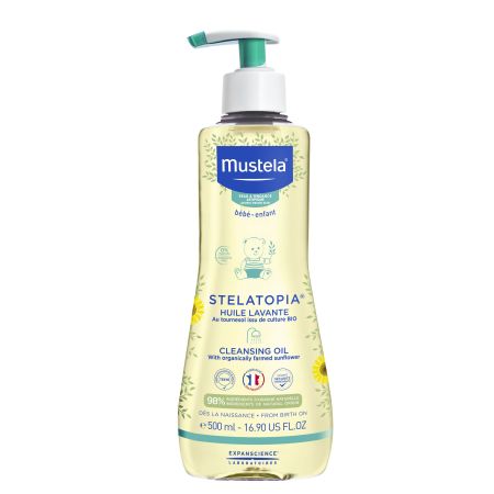 Mustela Stelatopia Huile Lavante Aceite de baño y ducha relipidizante para piel atópica 500 ml