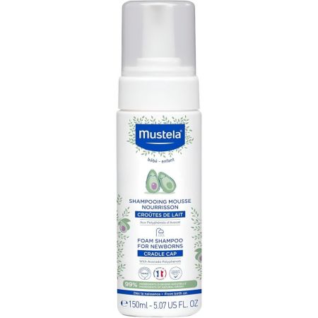 Mustela Champú Mousse Recién Nacido Champú para recién nacido limpia muy suavemente el cabello eliminado la costa láctea 150 ml