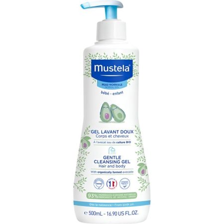 Mustela Aguacate Bio Gel De Baño Suave Gel de ducha dermolimpiador repara irritaciones y sequedades cutáneas con aguacate bio