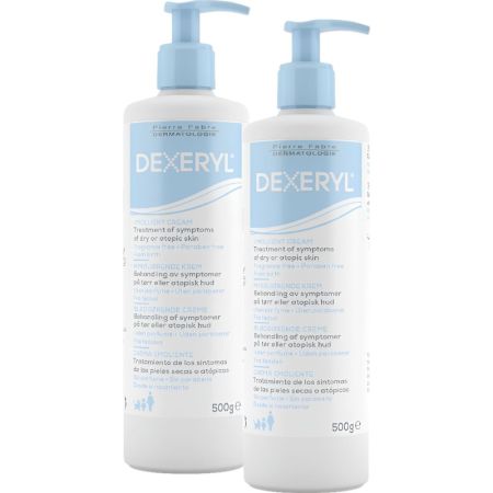 Dexeryl Emolient Cream Dry Skin Duplo Precio Especial Crema emoliente hidrata repara y alivia en profundidad los síntomas de sequedad 2x500 gr