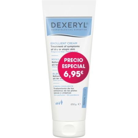 Dexeryl Crema Emoliente Precio Especial Crema emoliente hidrata repara y alivia en profundidad los síntomas de sequedad 250 ml