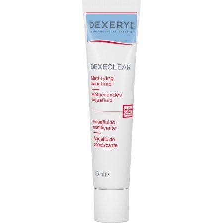 Dexeryl Dexeclear Aquafluido Matificante Spf 50+ Solución hidratante y matificante reduce el exceso de sebo protegiendo la piel de los rayos uv 40 ml