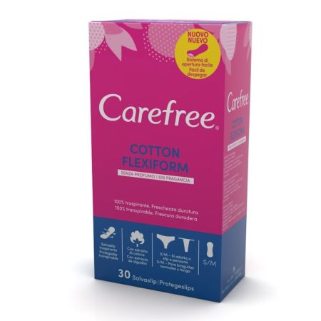 Carefree Protegeslip Cotton Flexiform Protegeslip de rápida absorción antifugas se adapta y protege cómodamente 30 uds