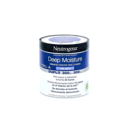Neutrogena Deep Moisture Bálsamo Corporal Cara Y Cuerpo Duplo Bálsamo facial y corporal mejora la hidratación de la piel 2x300 ml