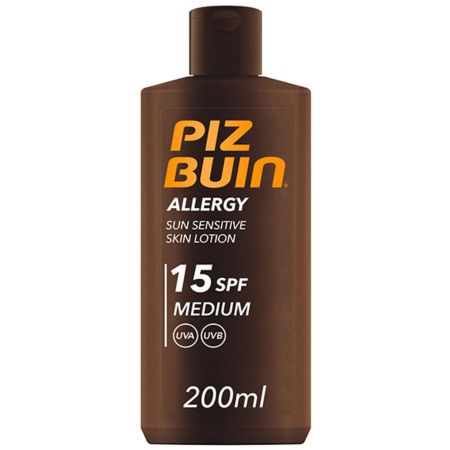 Piz Buin Allergy Sun Sensitive Skin Lotion Spf 15 Loción solar resistente al agua y muy hidratante ayuda a prevenir que la piel se descame 200 ml