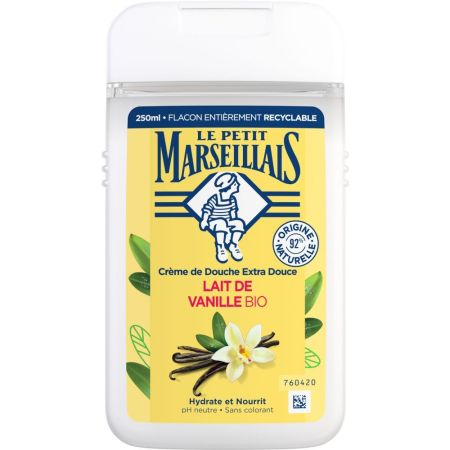 Le Petit Marseillais Lait De Vanille Bio Crème De Douche Gel de ducha extrasuave de textura crema con ingredientes 92% de origen natural y aroma a vainilla