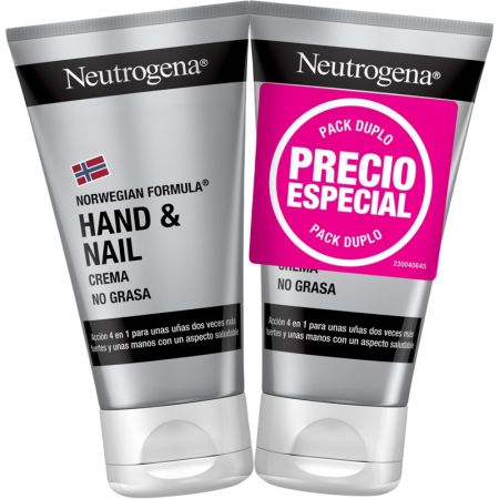Neutrogena Hand & Nail Crema De Manos Y Uñas Precio Especial Crema de manos y uñas de absorción rápida no grasa hidrata suaviza y protege de grietas hasta 24 horas 2x75 ml