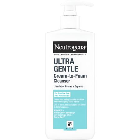 Neutrogena Ultra Gentle Limpiador Crema A Espuma Limpiador facial de textura cremosa elimina suciedad grasa y maquillaje dejando la piel nutrida al momento 200 ml