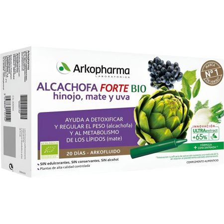 Arkopharma Alcachofa Forte Bio Complemento Alimenticio Complemento alimenticio contribuye a la pérdida de peso funcionamiento del hígago y eliminación de toxinas 20 uds